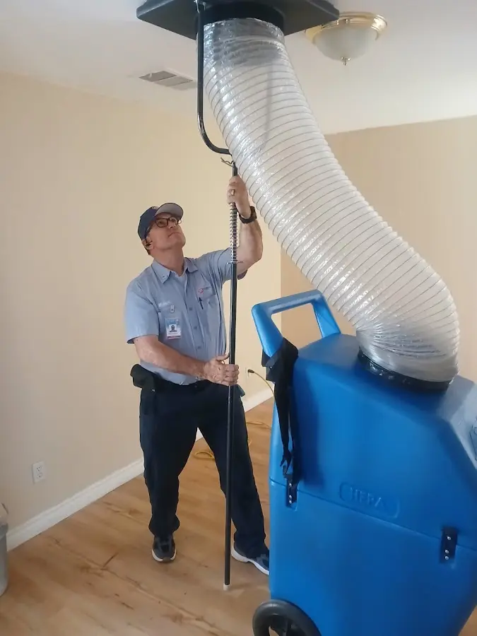 Mini Split Installation technician using HEPA equipment in Castro Valley